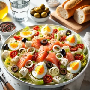 Frisse Andijvie-Zalmsalade met Krieltjes en Feta
