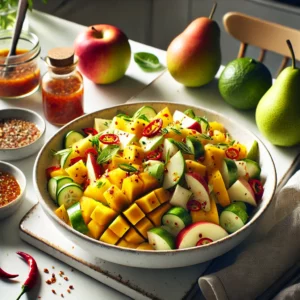 Frisse Aziatische Salade met Fruit en Pittige Saus