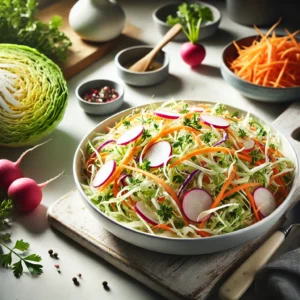 Frisse Koolsalade met Wortel en Radijs