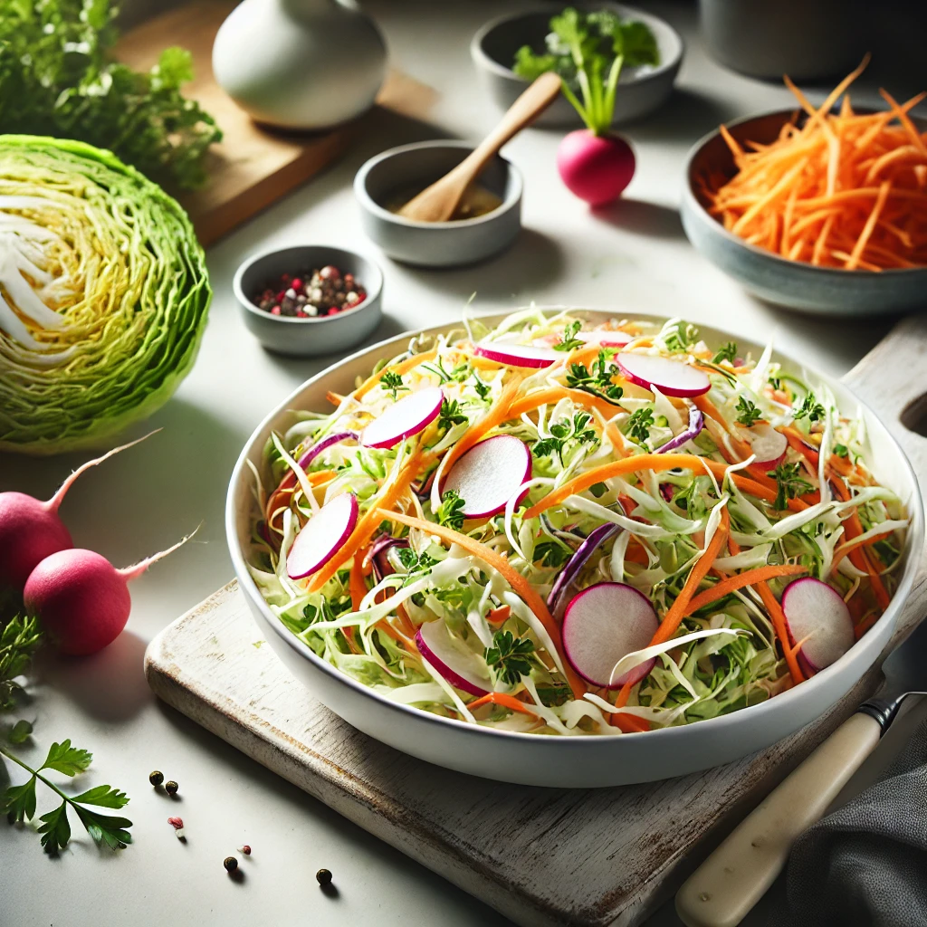 Frisse Koolsalade met Wortel en Radijs