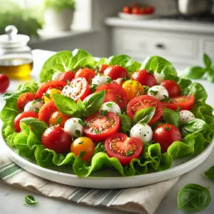 Frisse Tomatensalade met Mozzarella en Basilicum