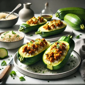 Gevulde Groene Courgette met Gehakt en Rijst