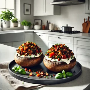 Gevulde Portobello's met Spekjes en Crème Fraîche
