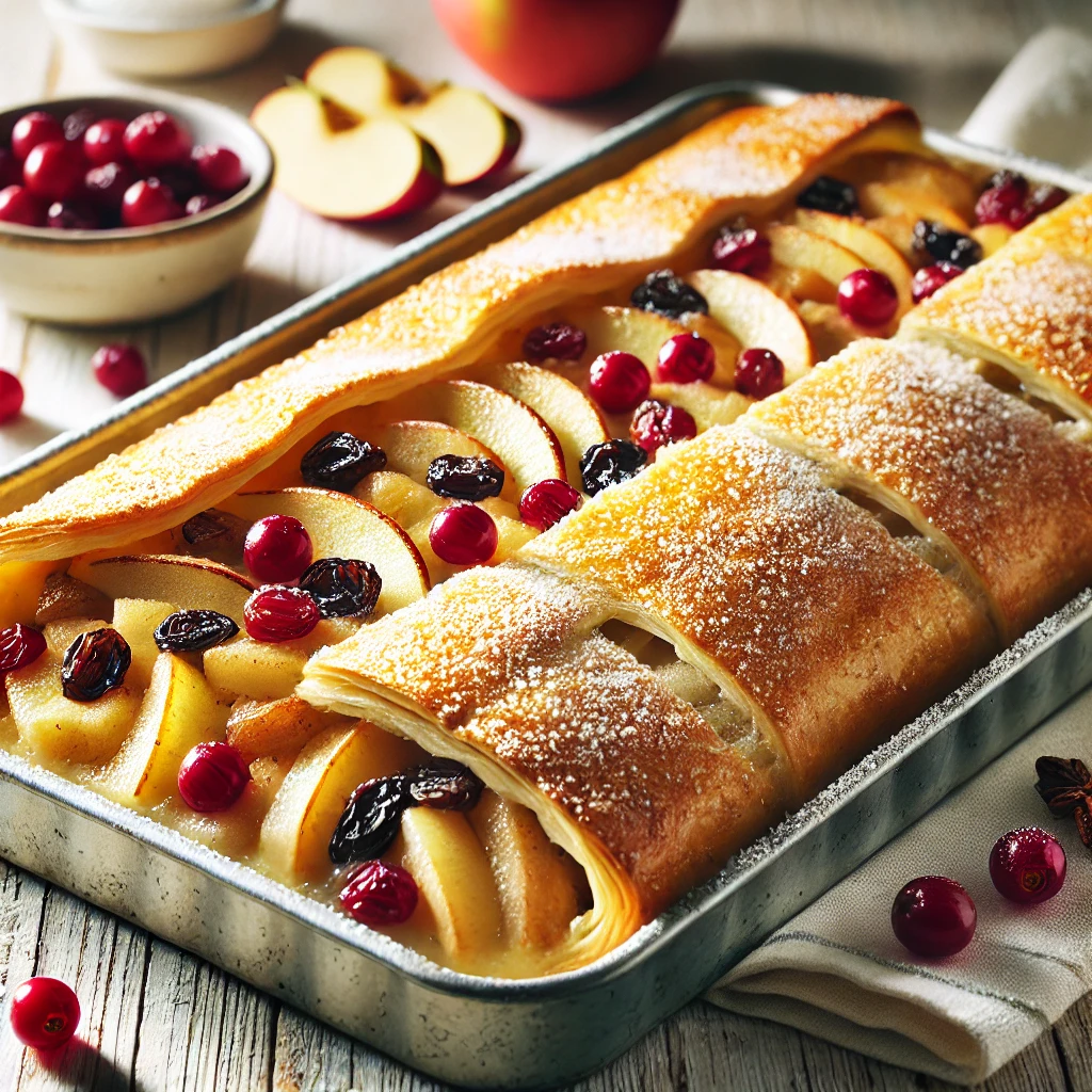 Heerlijke Appelstrudel met Rozijnen en Cranberries
