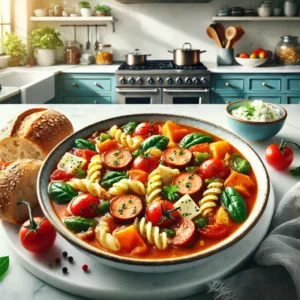 Klassieke Minestronesoep met Kip en Chipolataworstjes