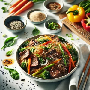 Koreaanse Japchae met Rundvlees en Groenten