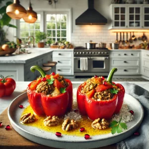 Mexicaanse Gevulde Paprika's met Romige Walnotensaus