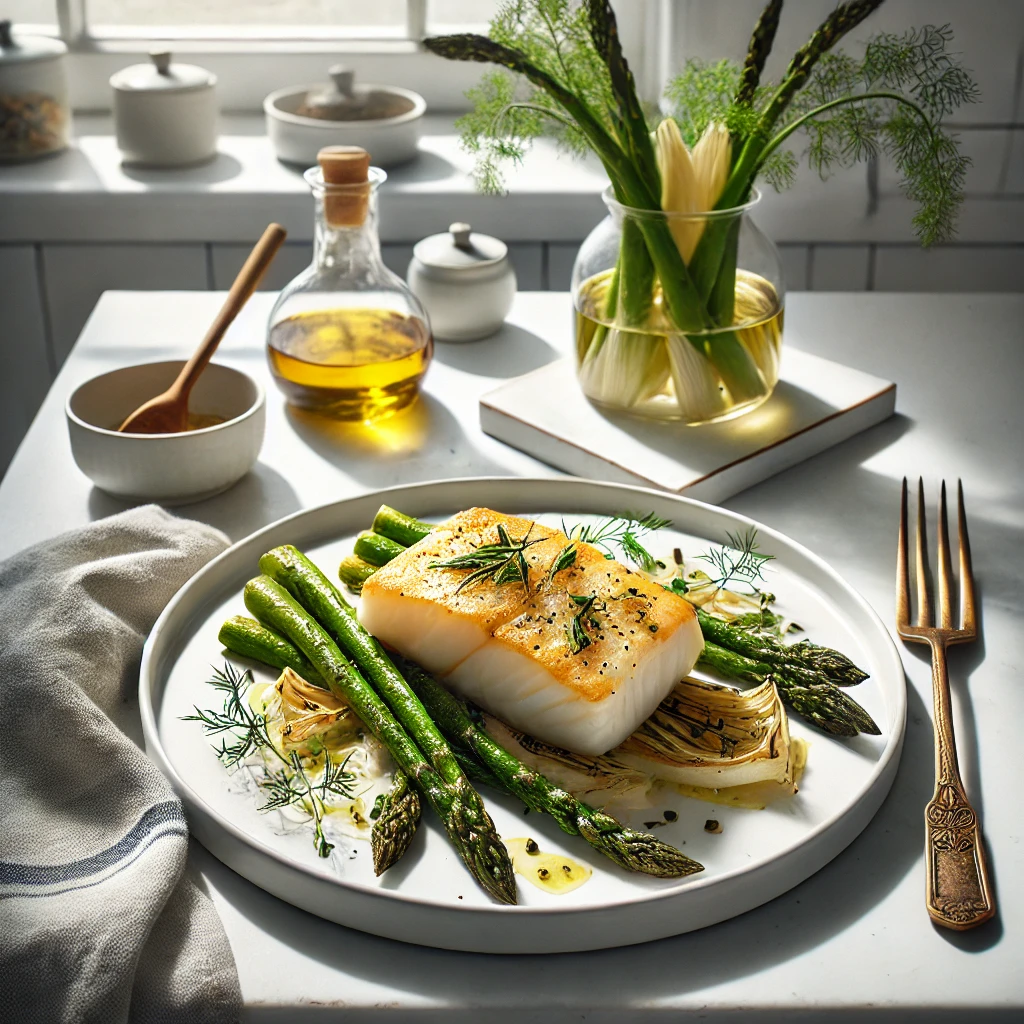 Ovengebakken Kabeljauw met Asperges en Venkel