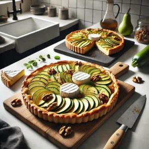Plaattaart met Brie, Appel, Courgette en Walnoten