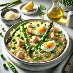 Romige Risotto met Witte Asperges en Gerookte Kip