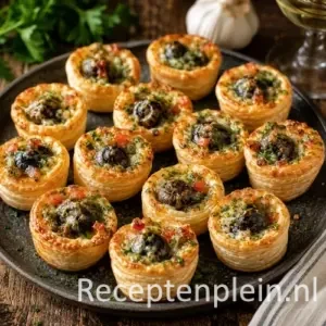 Slakjes in Pasteibakjes op een rustieke houten tafel