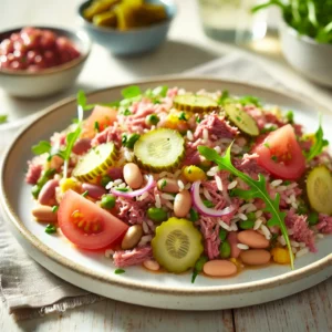 Verfrissende Piccalilly Salade met Bonen en Cornedbeef