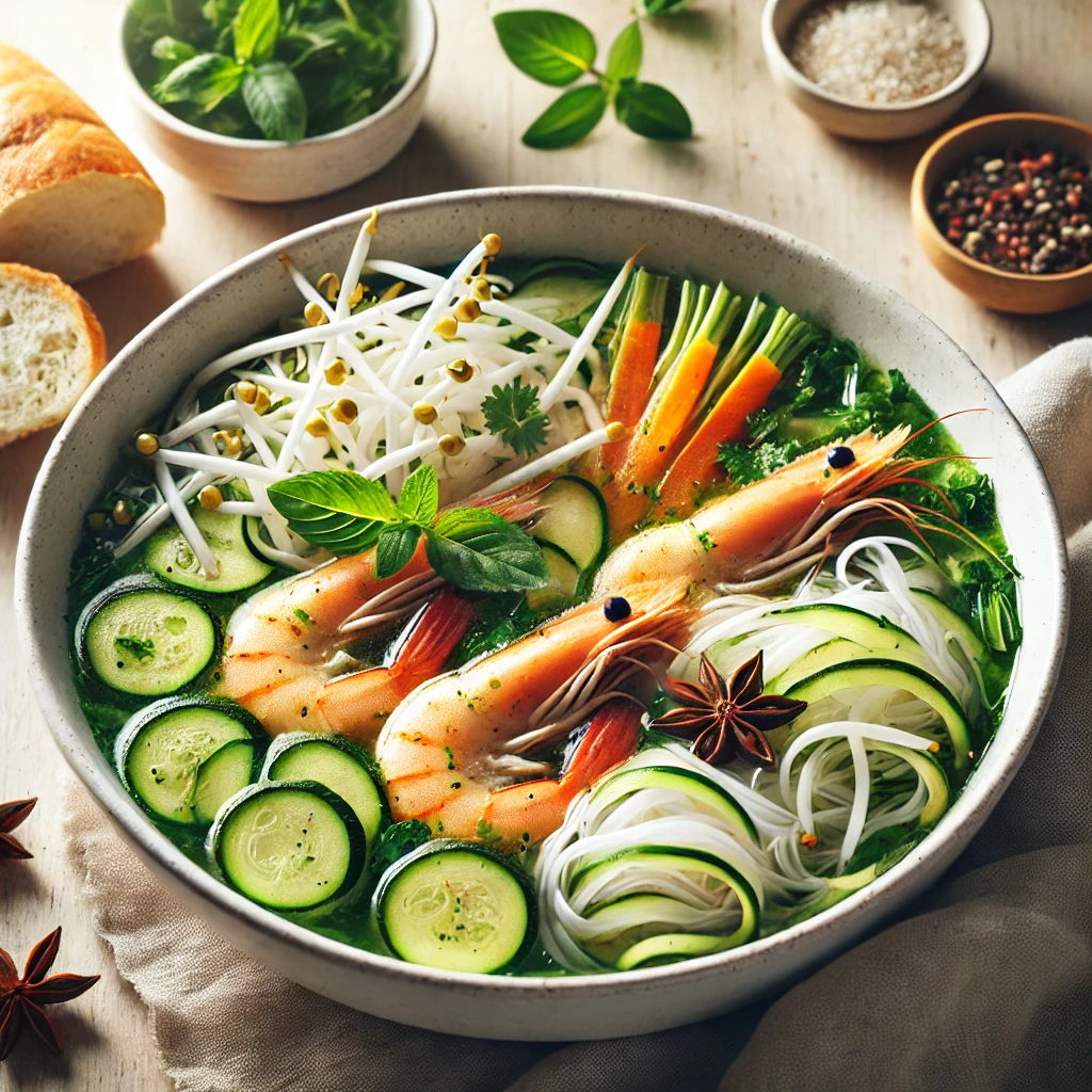 Vietnamese Pho met Garnalen en Verse Koriander