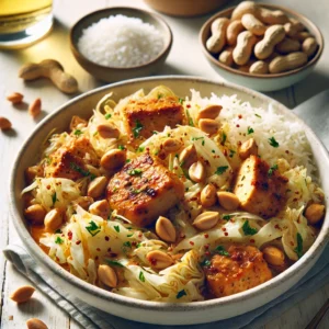 Witte kool met kip, pinda’s en garam masala