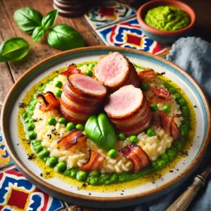 Gegrilde Varkenshaas met Risotto Ring en Erwtenpuree