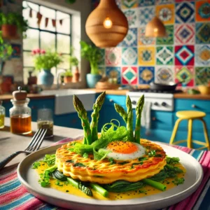Gepaneerde Grietfilets met Frittata, Gesauteerde Zeekraal en Asperges