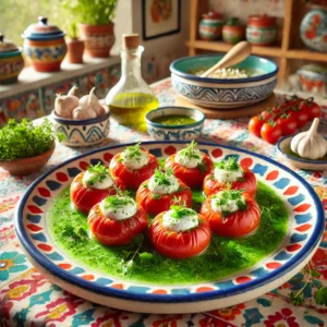 Gevulde Tomaten met Geitenkaas en Tempura Beslag