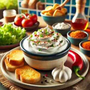 Pittige Sour Cream Dip met Knoflook en Mierikswortel