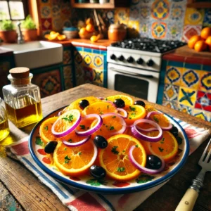 Spaanse Sinaasappelsalade met Rode Ui en Olijven