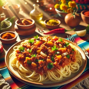 Spaghetti Bolognese met Kipgehakt en Spekjes