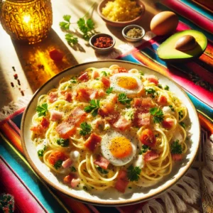Spaghetti Carbonara met Spekjes, Room en Kaas