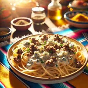 Spaghetti met Gorgonzola en Rundergehakt