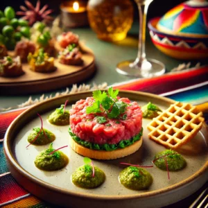Tartaar van Kalfsvlees met Bruschetta Wafel en Witlofsalade