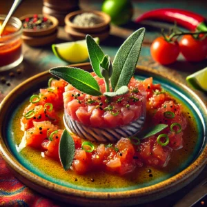 Makreeltartaar met Pittige Tomaat-Koriander Coulis