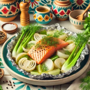 Zalm Papillot met Venkel en Witte Selder