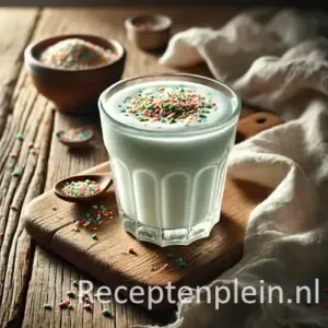 yoghurt cocktail op een rustieke houten tafel.