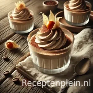 Café bavarois recept met chocolade en slagroom op een rustieke houten tafel