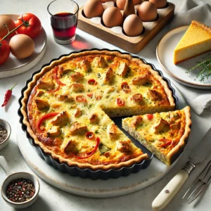 Pittige Kip Quiche met Paprika en Kaas