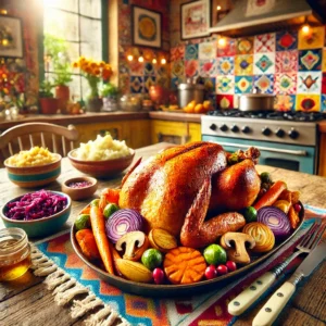 Geroosterde Kalkoen met Vegetarische Vulling en Groentesaus