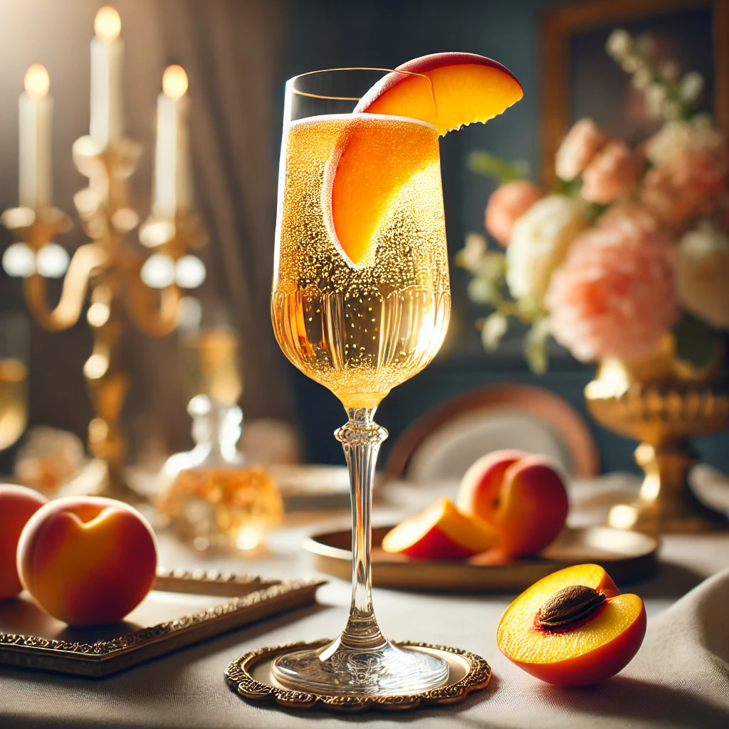 Verfrissende Peach Champagne Cocktail