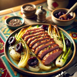 Eendenborstfilet met Gekarameliseerde Venkel en Pruimen