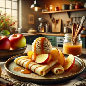 Flensjes met Kaneelijs en Geglaceerde Appel