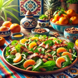 Frisse Salade met Spekjes en Gekruide Amandelen