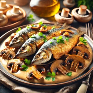 Gebakken Sardines met Romige Champignonsaus