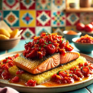 Gebakken Zalm met Tomaten-Tapenade