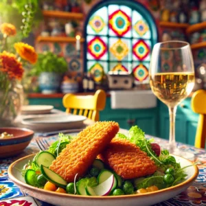 Gepaneerde Haringfilets op Hollandse Wijze Porties: 4 Bereidingstijd: 20minuten minuten Deel dit recept via E-mail Deel op Facebook Recept afdrukken Equipment Koekenpan keukenpapier Ingrediënten ▢8 haringfilets schoongemaakt ▢Zout ▢Bloem glutenvrij indien nodig ▢Olie om te bakken Instructies Maak de haringfilets schoon, zowel van binnen als van buiten, met een stuk keukenpapier en wrijf ze in met zout. Laat dit even intrekken. Wentel de haringfilets door de bloem en schud de overtollige bloem eraf. Bakken: Verhit voldoende olie in een koekenpan zodat de bodem ruim bedekt is en verwarm de olie tot er blauwe damp vanaf komt. Bak de haringfilets aan beide kanten goudbruin in de hete olie. Laat de gebakken haringfilets uitlekken op een stuk keukenpapier. Schik de haringfilets dakpansgewijs op een voorverwarmde serveerschaal. Notities / Tips / Wijnadvies Serveer de gebakken haringfilets met wittebrood of aardappelpuree en een frisse salade. Wijnadvies: Bij dit bijgerecht past een frisse, lichte wijn zoals een Nederlandse Riesling of een Pinot Blanc. Deze wijnen vullen de smaak van de haringfilets aan zonder te overheersen.