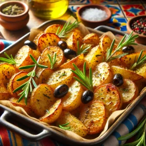 Geroosterde Aardappelen met Rozemarijn, Witte Wijn en Olijven