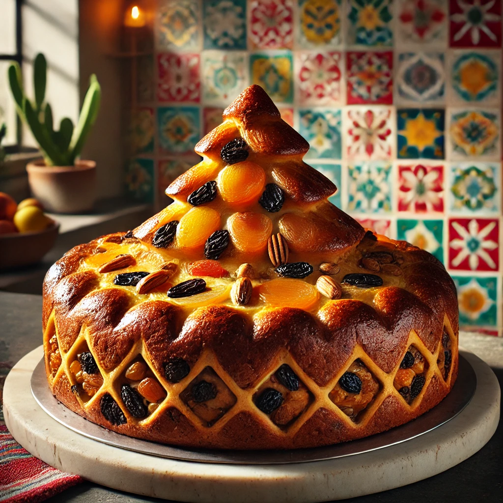 Kerstboomtaart met Rozijnen en Noten