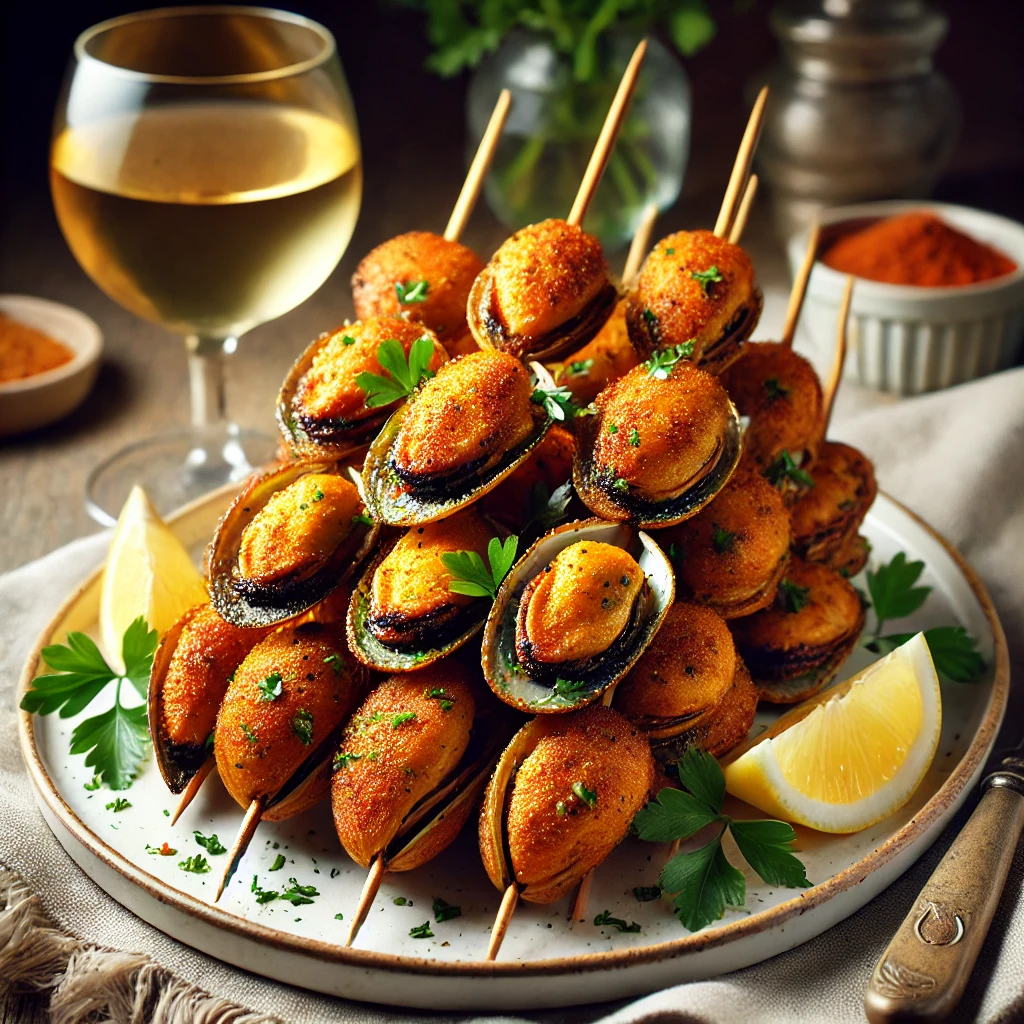 Krokante Mosselspiesjes met Kruidige Bloem
