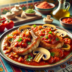 Pikante Karbonades met Tomatensaus en Champignons