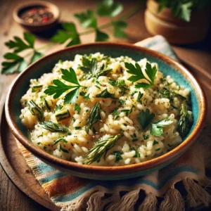 Romige Risotto met Wilde Knoflook en Peterselie