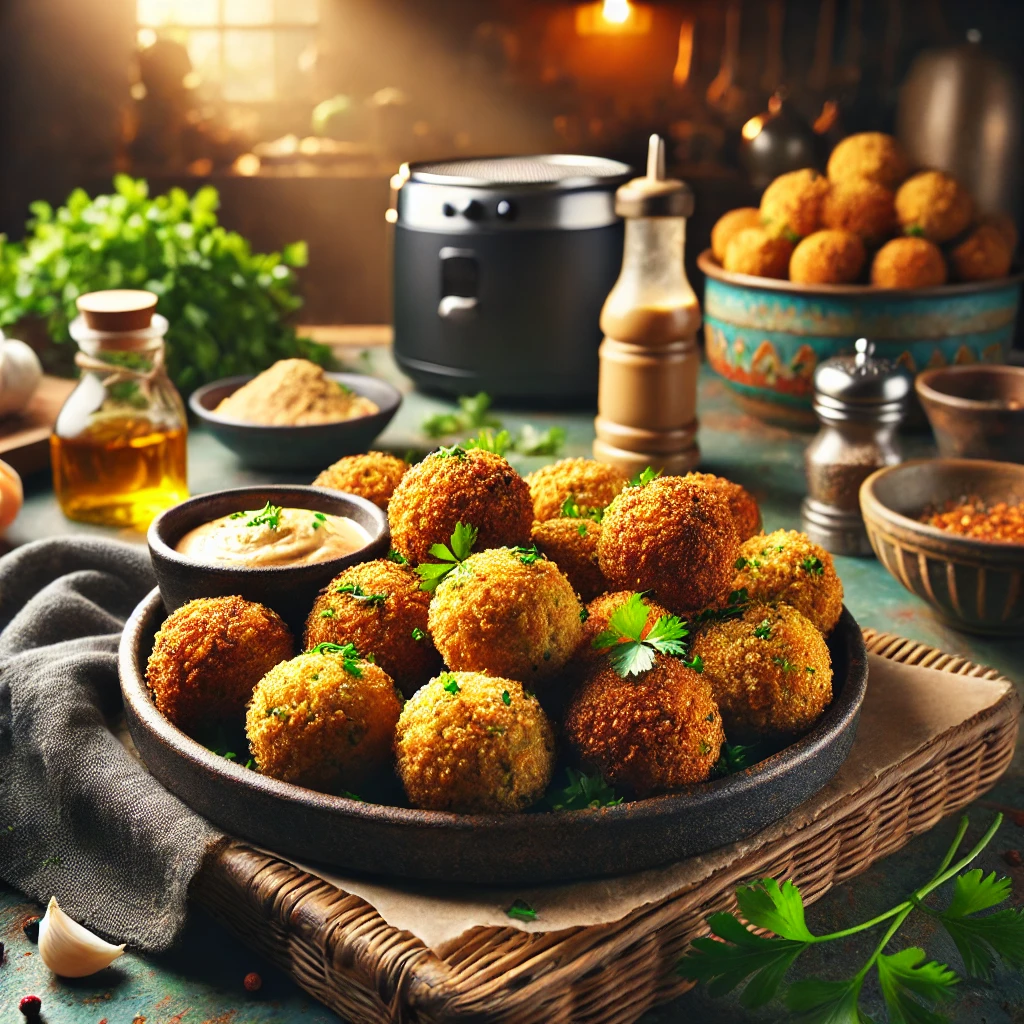 Knapperige Falafel uit de Airfryer met Tahinsaus