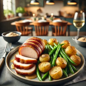 Airfryer Varkenshaas met Aardappels en Sperziebonen