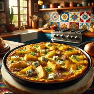 Frittata met Aardappel, Gekarameliseerde Ui en Gorgonzola uit de Airfryer