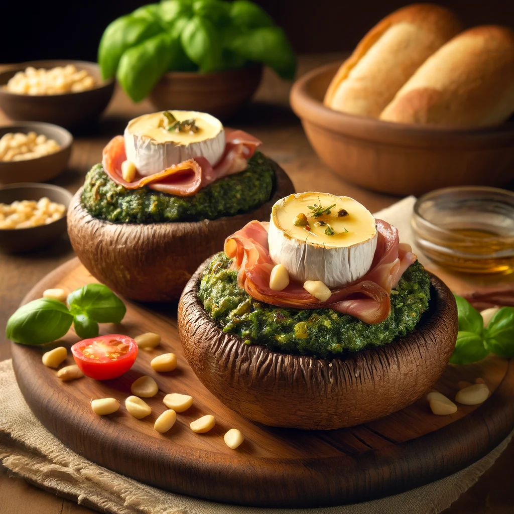 Gevulde portobello met brie en pesto