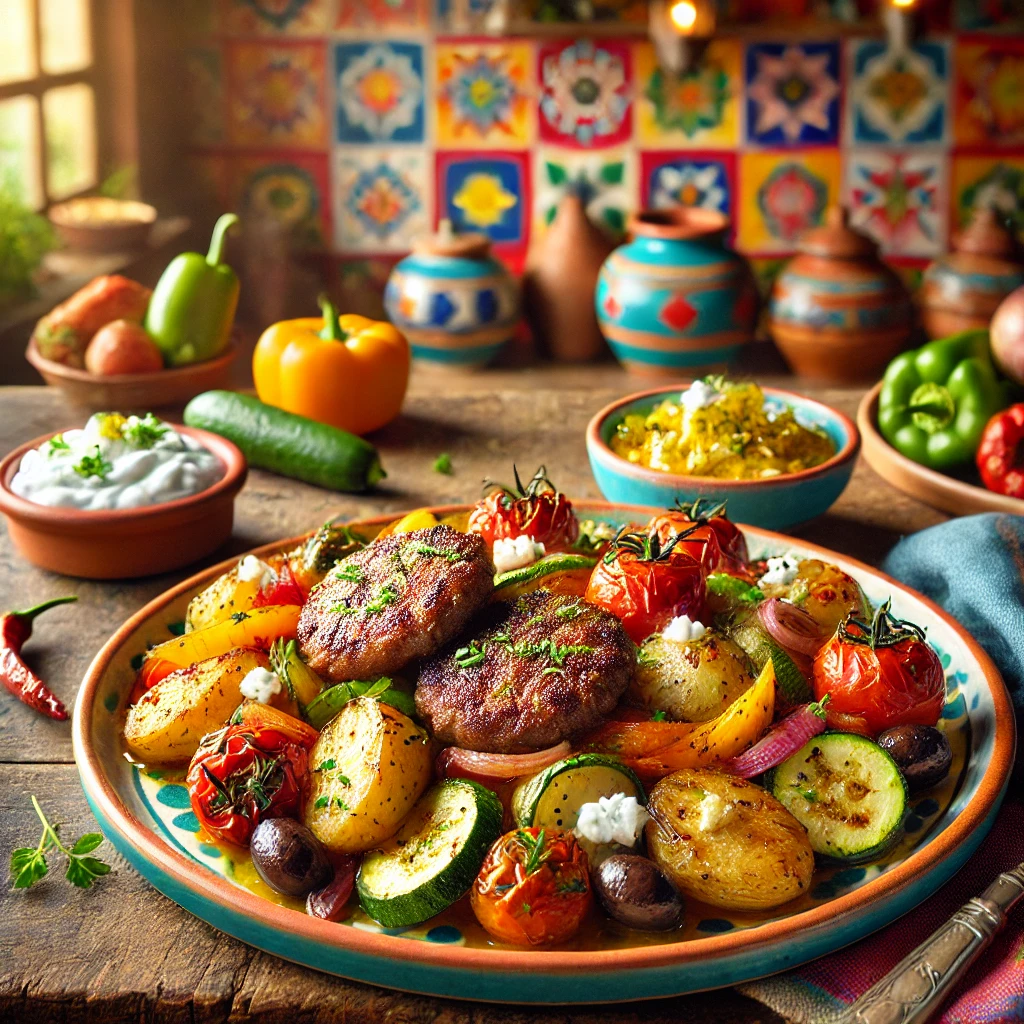 Griekse schotel met Bifteki en Tzatziki